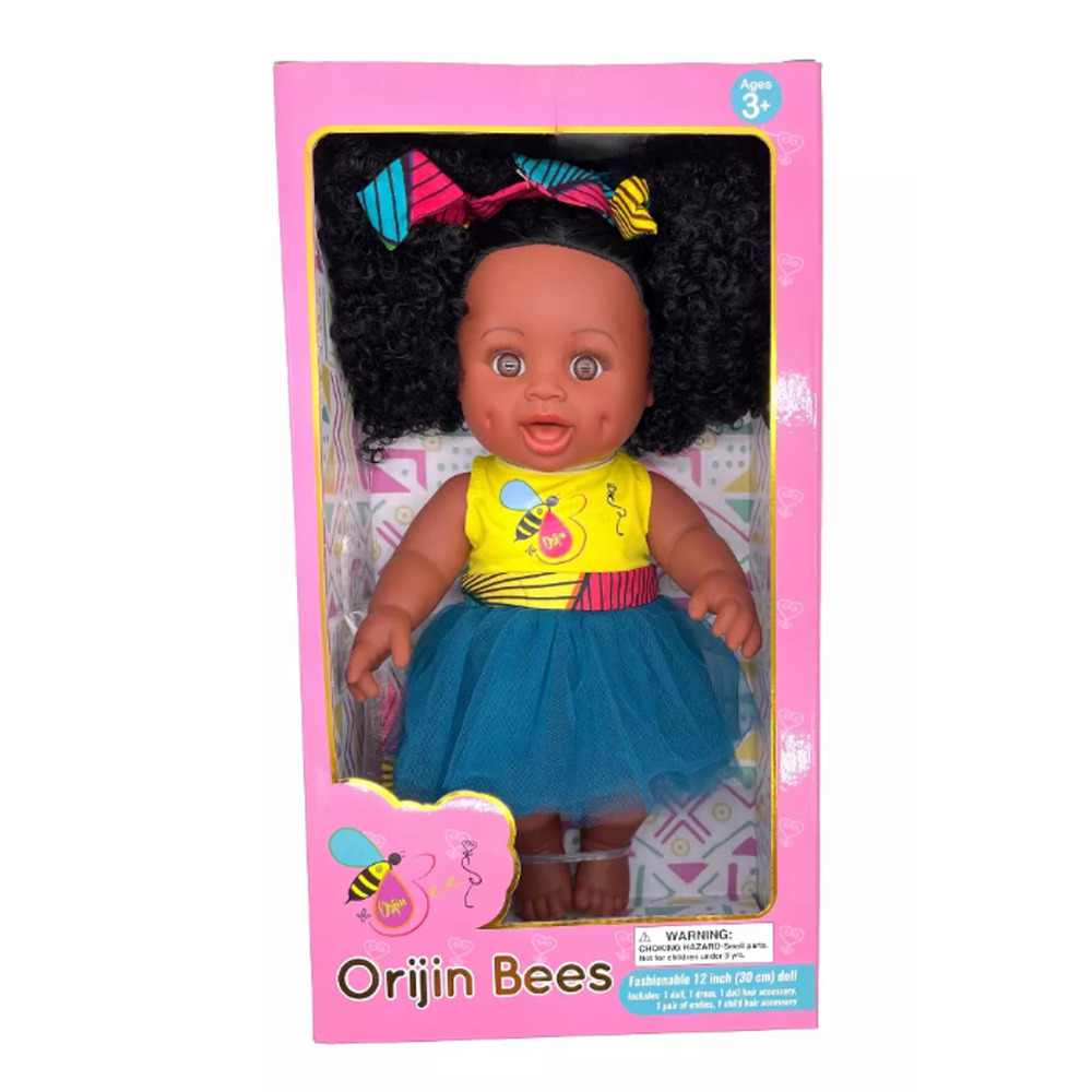 Copied - Orijin Bees Sugar Puff 12" Baby Bee Doll Black Hair with Brown Eyes NWT